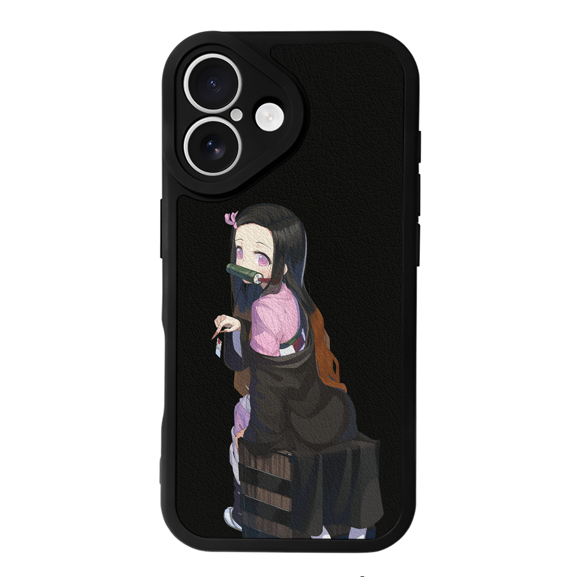 （画像用） 鬼滅の刃（きめつのやいば）竈門 禰󠄀豆子／かまど ねずこ Kamado Nezuko 【iPhone 16シリーズ対応】シリコンスマホケース（レザー調） 材質：シリコン